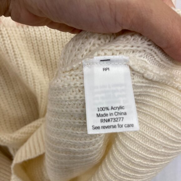 New SO size XXL Cream Boho Print Turtle Neck Puff Sleeve Tunic Sweater Cozy - Picture 8 of 11